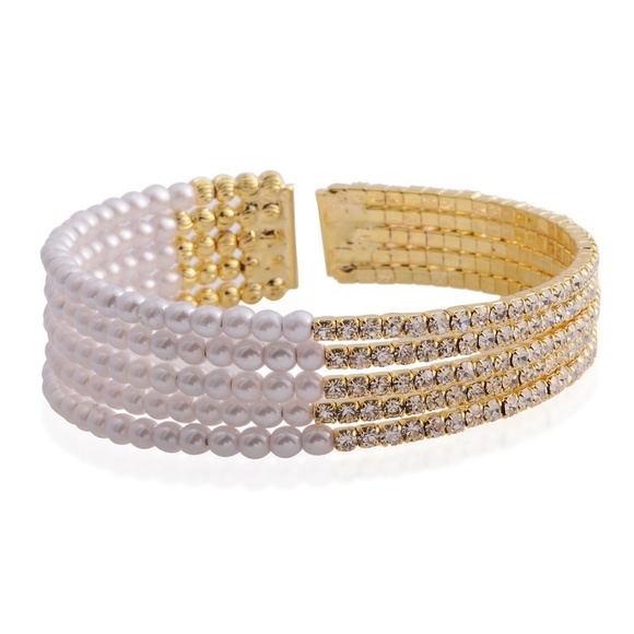 Faux Pearl Cuff Bracelet - Picture 1 of 6